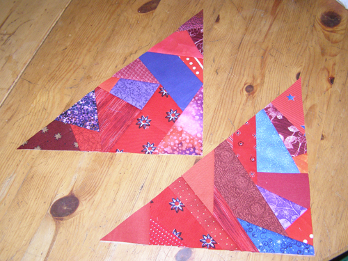 driehoeken rood/paars